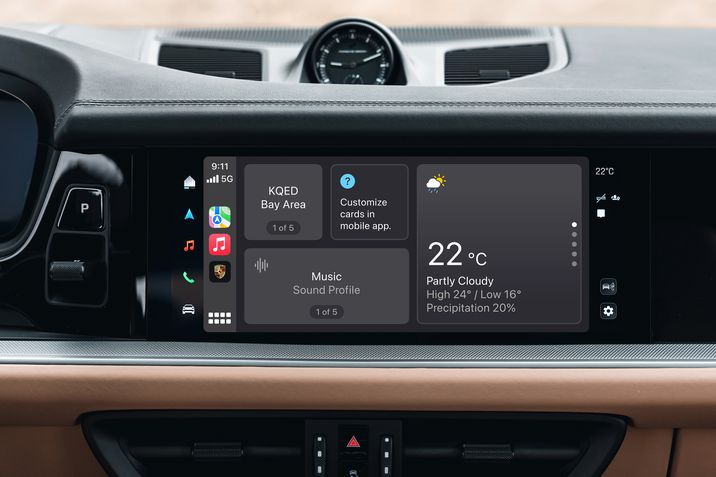 Die aktualisierte My Porsche App kombiniert Fahrzeugfunktionen mit dem CarPlay®- Erlebnis